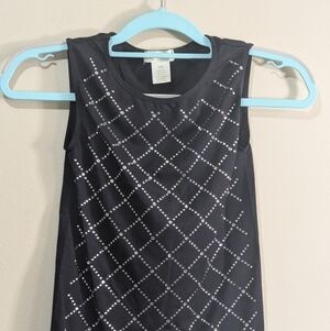 Skylar&Rose Women's Black Sleeveless Top with Silver Rhinestone Studs Size S/M